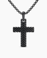 Chevron Cross Pendant in Black Titanium, 36mm
